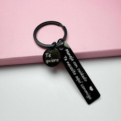 Drive Safe Keychain, Te necesito aqui conmigo Spanish Pendant I Love You Keyring Birthday Christmas Gifts for Husband in Saudi Arabia