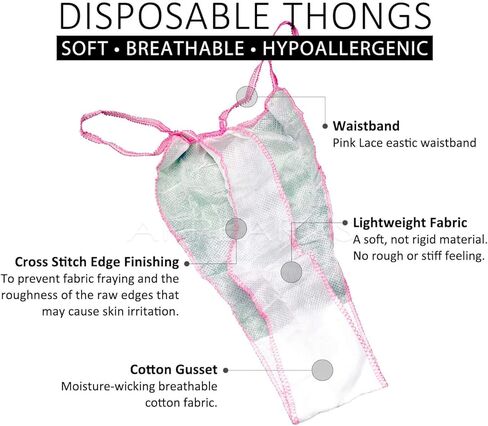 APPEARUS 60 Count Disposable Thongs - Women's Disposable Bikini Panties G-String Underwear (White) in Kuwait