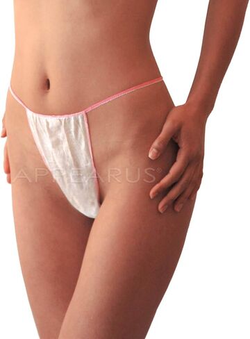 APPEARUS 60 Count Disposable Thongs - Women's Disposable Bikini Panties G-String Underwear (White) in Kuwait