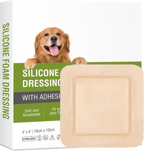Silicone Foam Dressing with Adhesive Border (4" x 4", Pack of 10) – Waterproof Wound Dressing Bandage with High Absorbency, Cushioning & Protection, Self-Adhesive Silicone Foam Pad for Wound Care in Saudi Arabia