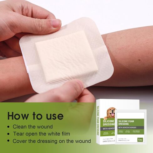 Silicone Foam Dressing with Adhesive Border (4" x 4", Pack of 10) – Waterproof Wound Dressing Bandage with High Absorbency, Cushioning & Protection, Self-Adhesive Silicone Foam Pad for Wound Care in Saudi Arabia