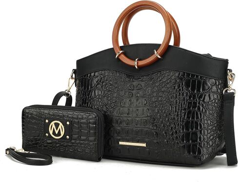 MKF Collection Croco Tote Set Bag for Women, Top Handle Ladies Shoulder Handbag With Wristlet Wallet, Ladies Fashion Purse in Saudi Arabia