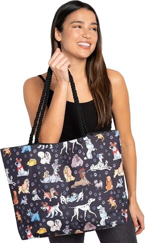 Disney Dogs Tote Bag for Women, 101 Dalmatians Lady and Tramp Print Large Canvas Purse, Disney Work Tote Big Bag, in Saudi Arabia