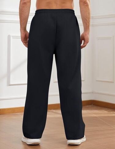 Mens Baggy Sweatpants Open Bottom Fleece Workout Casual Joggers Elastic Waist Drawstring Wide Leg Pants with Pockets in Saudi Arabia