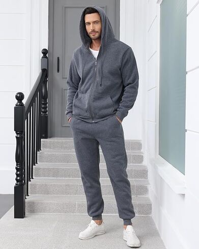 Men’s 4-Piece Fleece Zip Hoodie & Jogger Sets- 2 Full Sets Jogging Suits Sets Full Zip Hoodie and Pants Track Suits in Saudi Arabia