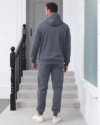 Men’s 4-Piece Fleece Zip Hoodie & Jogger Sets- 2 Full Sets Jogging Suits Sets Full Zip Hoodie and Pants Track Suits in Saudi Arabia