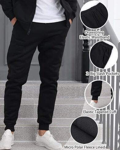 Men’s 4-Piece Fleece Zip Hoodie & Jogger Sets- 2 Full Sets Jogging Suits Sets Full Zip Hoodie and Pants Track Suits in Saudi Arabia