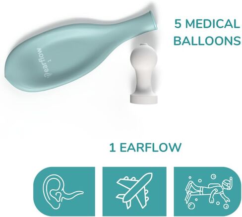 EARFLOW Light Pack – Autoinflation Device for Glue Ear Treatment, Middle Ear Pressure Relief, Nasal Balloon for Kids and Adults, Drug-Free Ear Congestion Solution, Includes 5 Medical Balloons in Saudi Arabia