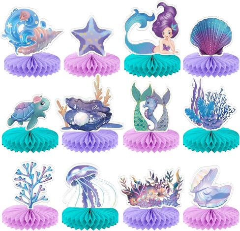 KatchOn, Mermaid Party Centerpieces - 7x6 Inch, Pack of 12 | Mermaid Centerpieces for Birthday Party | Under The Sea Party Decorations | Mermaid Table Decorations | Mermaid Birthday Table Decorations in Saudi Arabia