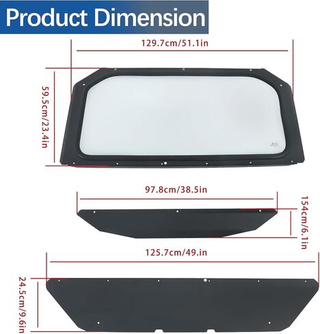 WFLNHB Full Glass Windshield Black Replacement for Can-Am Maverick X3 2017 2018-2024 in Saudi Arabia