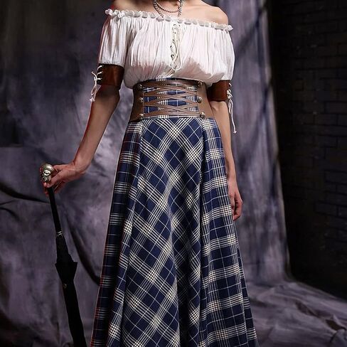 Women Renaissance Off Shoulder Blouse Smocked Waist Pirate Shirt Peplum Tops Medieval Shirt Summer Boho Top in Saudi Arabia