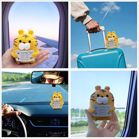 Mini Positive Crochet Animals Tiger Gift, Cute Emotional Inspirational Gift for Women Men Teens, Uplifting Funny Desk Decor for Office Home, Appreciation Birthday Graduation Present in Saudi Arabia