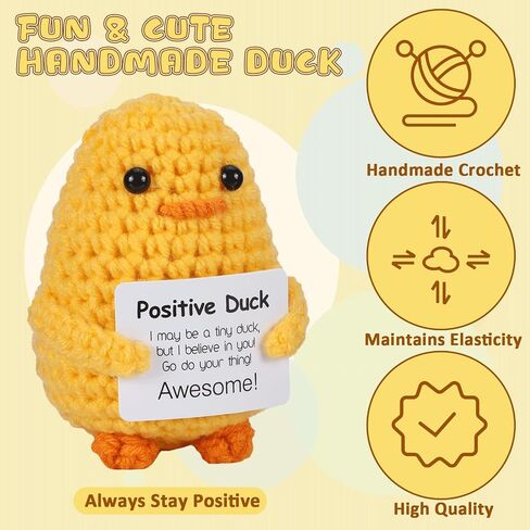 12Pcs Positive Crochet Duck Motivational Handmade Knitted Doll with Card Mini Emotional Support Gifts Inspirational Funny Crochet Present for Women Men Friends Birthday Cute Duck Decor in Saudi Arabia