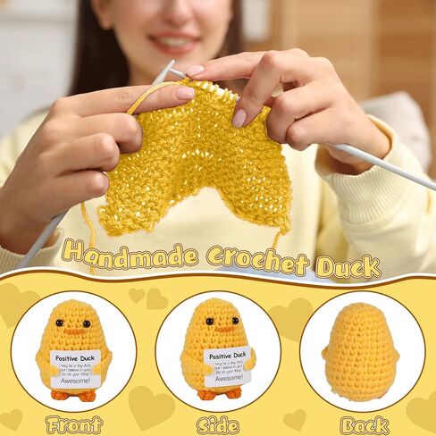 12Pcs Positive Crochet Duck Motivational Handmade Knitted Doll with Card Mini Emotional Support Gifts Inspirational Funny Crochet Present for Women Men Friends Birthday Cute Duck Decor in Saudi Arabia