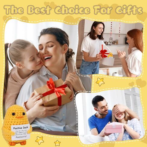 12Pcs Positive Crochet Duck Motivational Handmade Knitted Doll with Card Mini Emotional Support Gifts Inspirational Funny Crochet Present for Women Men Friends Birthday Cute Duck Decor in Saudi Arabia