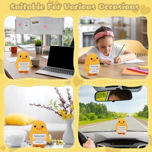 12Pcs Positive Crochet Duck Motivational Handmade Knitted Doll with Card Mini Emotional Support Gifts Inspirational Funny Crochet Present for Women Men Friends Birthday Cute Duck Decor in Saudi Arabia