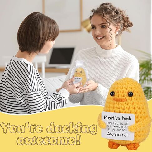 12Pcs Positive Crochet Duck Motivational Handmade Knitted Doll with Card Mini Emotional Support Gifts Inspirational Funny Crochet Present for Women Men Friends Birthday Cute Duck Decor in Saudi Arabia