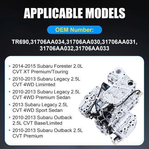 TR690 Valve Body Transmission Compatible with Subaru Legacy Outback 2.5L 2013 2012 2011 31706AA034 in Saudi Arabia
