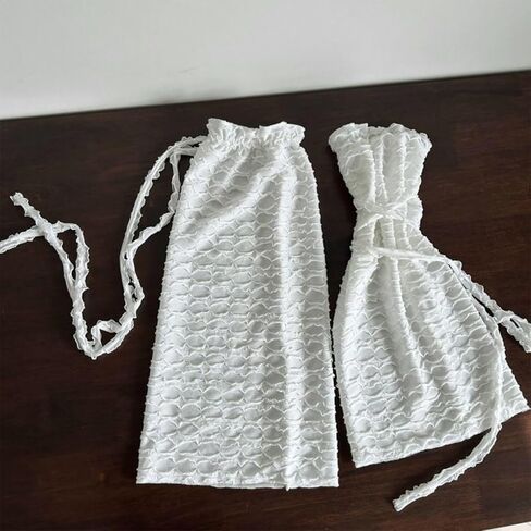 Leoparts Lolita Lace Leg Warmers for Women Y2K Knee High Pleated Lace-up Leg Sleeve Socks Thin Ruffled Mesh Leg Covers in Kuwait