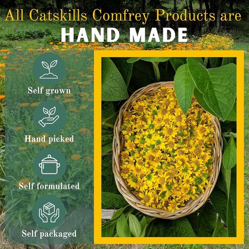 Catskills Comfrey, Arnica & Calendula (2oz) — 3 in 1 Comfrey Salve for Bone Healing Organic — Comfrey Oil Cream, Only 4 Natural Ingredients — Home-Grown & Home-Made, Multi-use Natural Skincare in Saudi Arabia