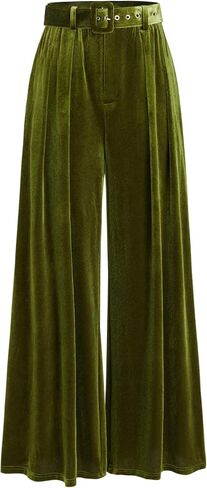 CIDER Velvet Mid Waist Pocket Wide Leg Trousers with Belt in Saudi Arabia