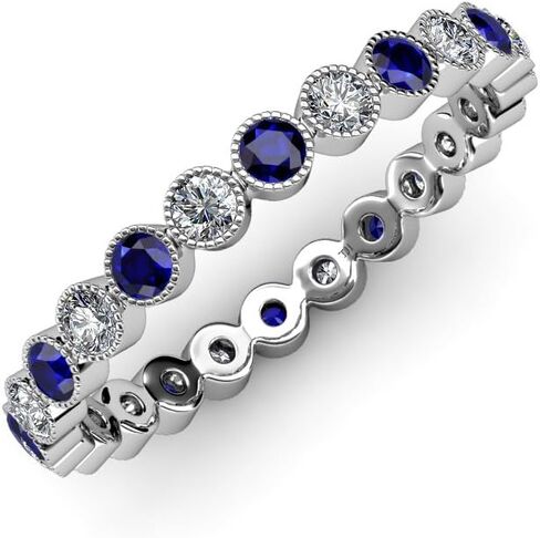 سوار من الياقوت الأزرق والألماس مقاس 2.7 مم من Milgrain Eternity Band من 1.15 إلى 1.29 قيراطًا من الذهب عيار 14 قيراطًا in Kuwait