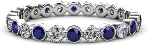 سوار من الياقوت الأزرق والألماس مقاس 2.7 مم من Milgrain Eternity Band من 1.15 إلى 1.29 قيراطًا من الذهب عيار 14 قيراطًا in Kuwait