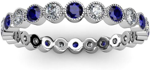 سوار من الياقوت الأزرق والألماس مقاس 2.7 مم من Milgrain Eternity Band من 1.15 إلى 1.29 قيراطًا من الذهب عيار 14 قيراطًا in Kuwait