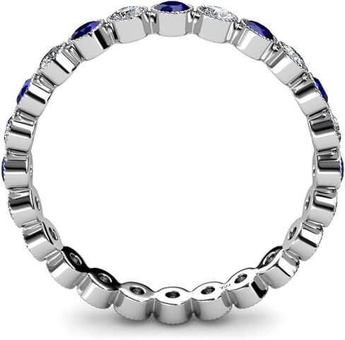سوار من الياقوت الأزرق والألماس مقاس 2.7 مم من Milgrain Eternity Band من 1.15 إلى 1.29 قيراطًا من الذهب عيار 14 قيراطًا in Kuwait