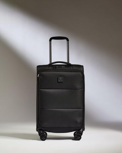 Soft Stripe Medium Luggage - 27" Softside Suitcase, Adjustable Handle, 4 Spinner Wheels, Lightweight, Expandable, TSA Lock - Recycled Polyester Luggage - Black in Saudi Arabia
