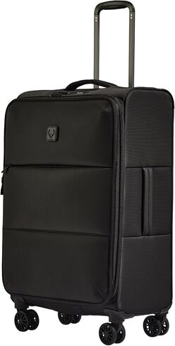 Soft Stripe Medium Luggage - 27" Softside Suitcase, Adjustable Handle, 4 Spinner Wheels, Lightweight, Expandable, TSA Lock - Recycled Polyester Luggage - Black in Saudi Arabia