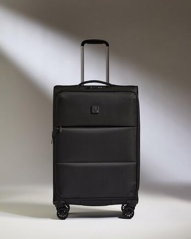 Soft Stripe Medium Luggage - 27" Softside Suitcase, Adjustable Handle, 4 Spinner Wheels, Lightweight, Expandable, TSA Lock - Recycled Polyester Luggage - Black in Saudi Arabia