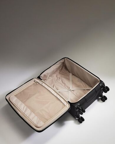 Soft Stripe Medium Luggage - 27" Softside Suitcase, Adjustable Handle, 4 Spinner Wheels, Lightweight, Expandable, TSA Lock - Recycled Polyester Luggage - Black in Saudi Arabia