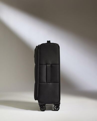 Soft Stripe Medium Luggage - 27" Softside Suitcase, Adjustable Handle, 4 Spinner Wheels, Lightweight, Expandable, TSA Lock - Recycled Polyester Luggage - Black in Saudi Arabia