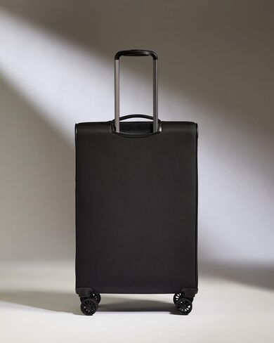 Soft Stripe Medium Luggage - 27" Softside Suitcase, Adjustable Handle, 4 Spinner Wheels, Lightweight, Expandable, TSA Lock - Recycled Polyester Luggage - Black in Saudi Arabia