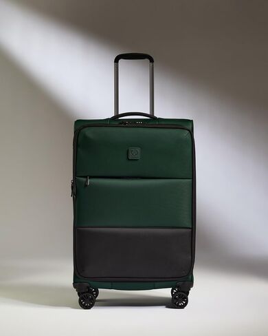 Soft Stripe Medium Luggage - 27" Softside Suitcase, Adjustable Handle, 4 Spinner Wheels, Lightweight, Expandable, TSA Lock - Recycled Polyester Luggage - Black in Saudi Arabia