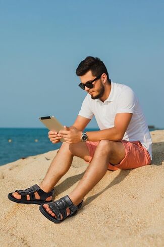 Holy dove Men's Sandals Open Toe Leather Fisherman Sport Hiking Outdoor Casual Summer Sandals Shoes for Men in Kuwait