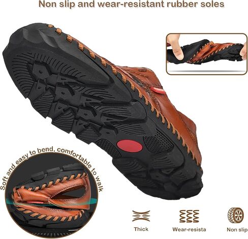 Men's Closed Toe Slip on Fisherman Sandal, Closed Toe Comfortable Leather Water Shoes, Non Slip Hiking Sandals for Travel Trekking Camping in Saudi Arabia