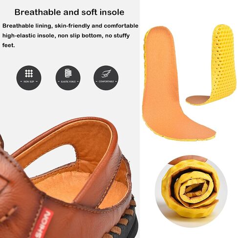Men's Closed Toe Slip on Fisherman Sandal, Closed Toe Comfortable Leather Water Shoes, Non Slip Hiking Sandals for Travel Trekking Camping in Saudi Arabia