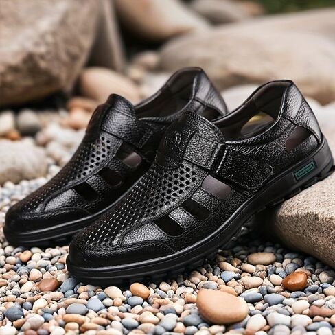 Men'S Summer Leather Sandals - Breathable, Non-Slip, Soft Sole, Round Toe,Plus Size Casual Stylish Sandals in Saudi Arabia