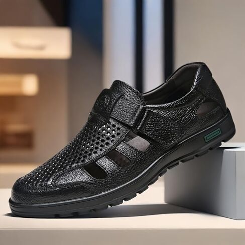 Men'S Summer Leather Sandals - Breathable, Non-Slip, Soft Sole, Round Toe,Plus Size Casual Stylish Sandals in Saudi Arabia