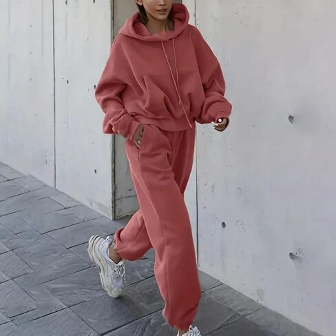 utcoco Womens Sweatsuits 2 Piece Outfits Casual Oversized Cropped Hoodies and Sweatpants Lounge Sweat Set in Saudi Arabia