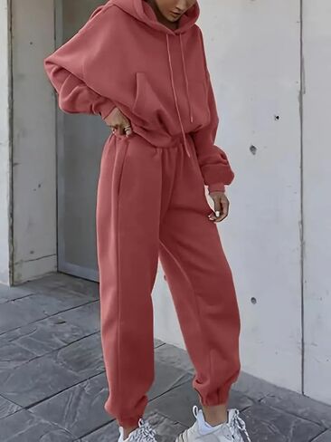 utcoco Womens Sweatsuits 2 Piece Outfits Casual Oversized Cropped Hoodies and Sweatpants Lounge Sweat Set in Saudi Arabia