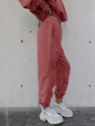 utcoco Womens Sweatsuits 2 Piece Outfits Casual Oversized Cropped Hoodies and Sweatpants Lounge Sweat Set in Saudi Arabia