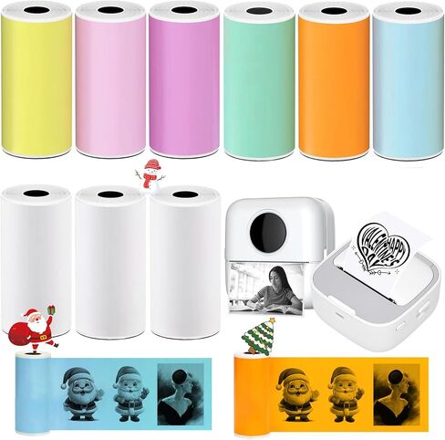 10 Rolls Thermal Sticker Paper for Mini Printer,Self-Adhesive Paper 57 * 25mm, White HD Clear printing Paper for Pocket Inkless Portable Bluetooth Photo Printer to Print Note,Study,DIY in Saudi Arabia