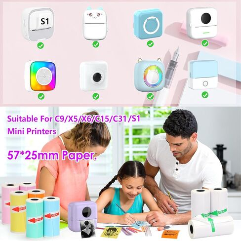 10 Rolls Thermal Sticker Paper for Mini Printer,Self-Adhesive Paper 57 * 25mm, White HD Clear printing Paper for Pocket Inkless Portable Bluetooth Photo Printer to Print Note,Study,DIY in Saudi Arabia