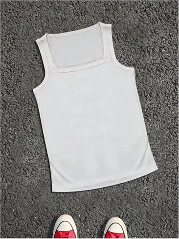 OYOANGLE Men's Square Neck Ribbed Knit Tank Top Basic Solid Sleeveless Undershirts Muscle Tops in Saudi Arabia