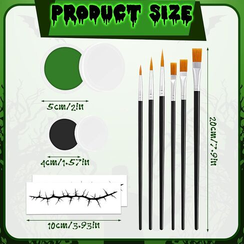 طقم مكياج الهالوين باللون الأخضر الداكن، مجموعة إكسسوارات طلاء الوجه مع ملصقات وشم الندبات، ملحقات تنكرية لأزياء الهالوين التنكرية، مستلزمات حفلات المسابقات in Kuwait
