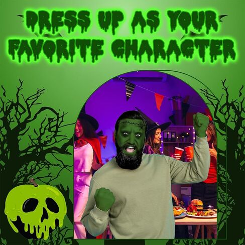 طقم مكياج الهالوين باللون الأخضر الداكن، مجموعة إكسسوارات طلاء الوجه مع ملصقات وشم الندبات، ملحقات تنكرية لأزياء الهالوين التنكرية، مستلزمات حفلات المسابقات in Kuwait