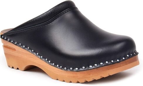 Rembrandt Bastad Slip On Closed Toe Non Slip Womens Leather Wooden Nursing Chef Work Swedish Clogs in Saudi Arabia
